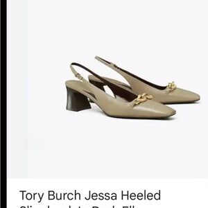 Tory Burch Jessa Heels in Brown with Gold Accent